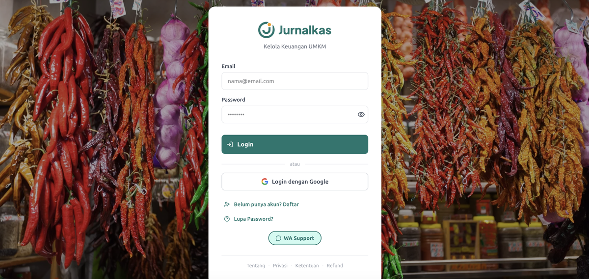 Halaman Login Jurnalkas