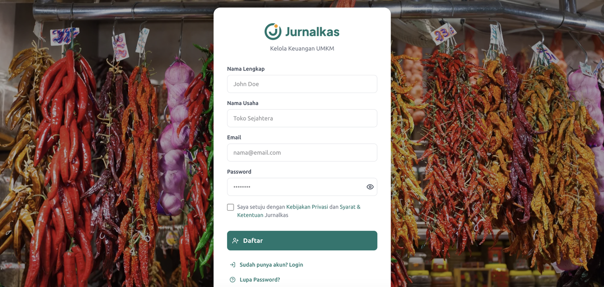Halaman Register Jurnalkas